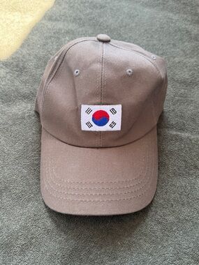 Taupe Baseball Cap with Korean Flag Patch